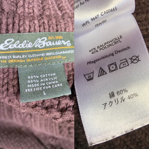 Eddie Bauer Vintage Brown Cable Knit Turtle Neck Sweater Women's SZ Large - Picture 10 of 10